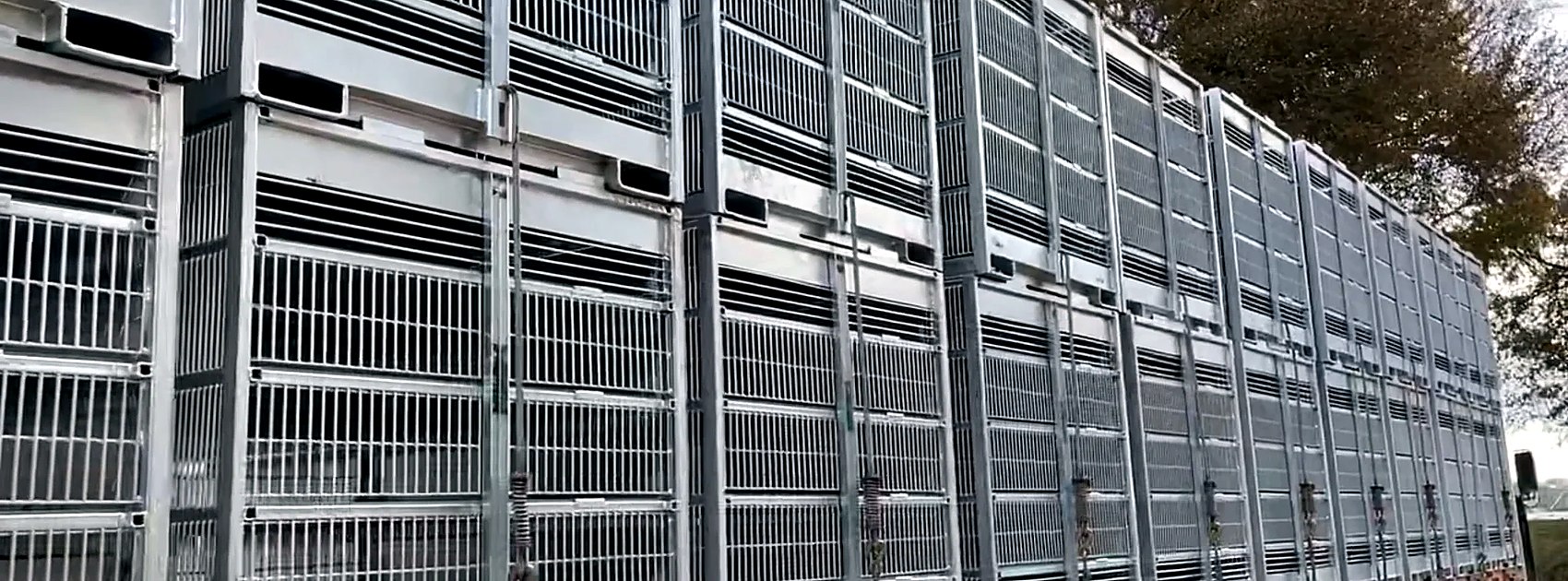 Modular crate units stacked for transport